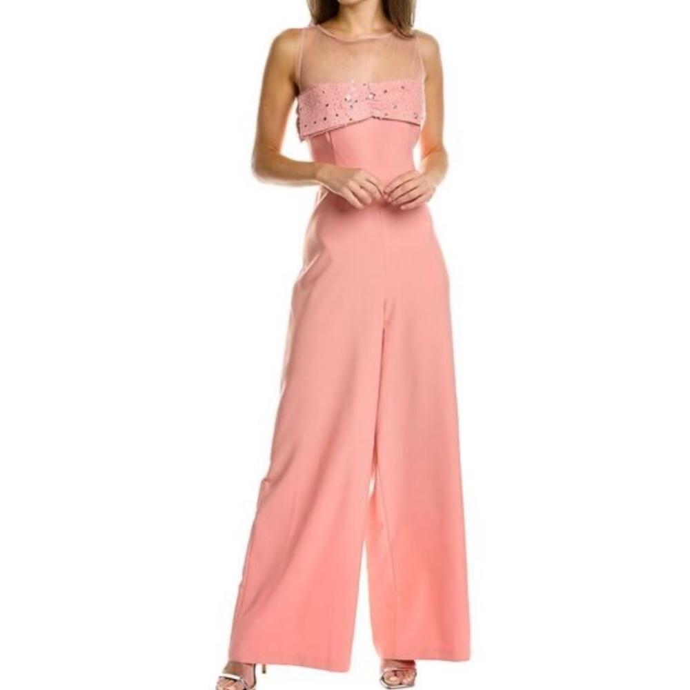 Js Collections Sequence Jamie Bow Jumpsuit, Pink Apricot Wide Leg Size 6